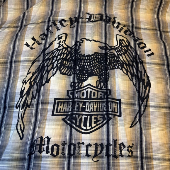Harley-Davidson Beige Plaid Men's Button Down Shirt - Picture 7 of 8